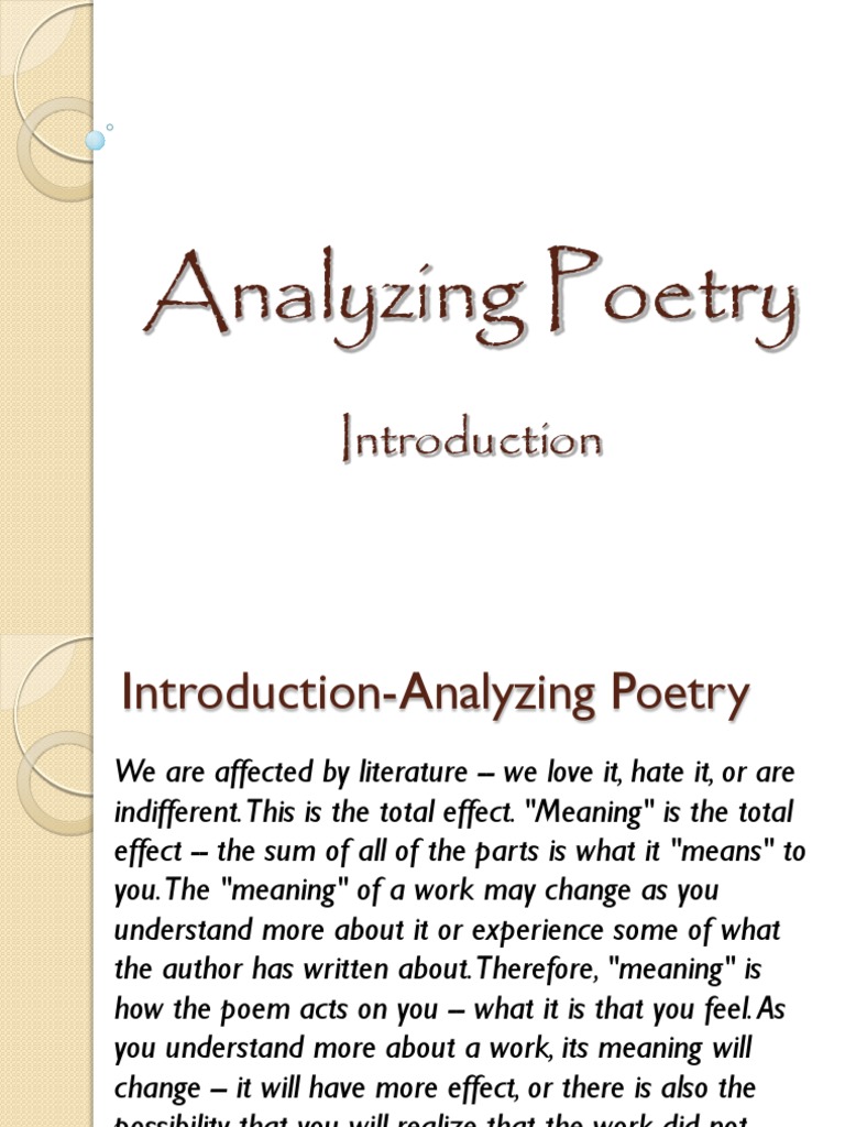 Poetry Analysis Pdf Rhyme Poetry