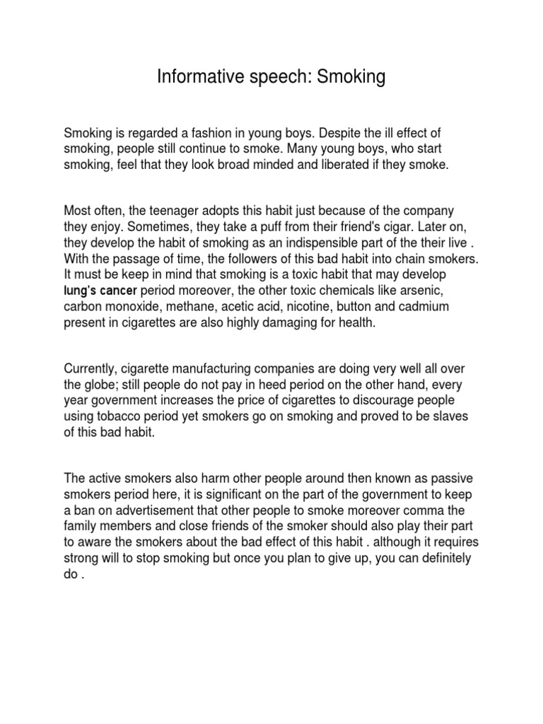 Informative Speech: Smoking | PDF | Cigarette