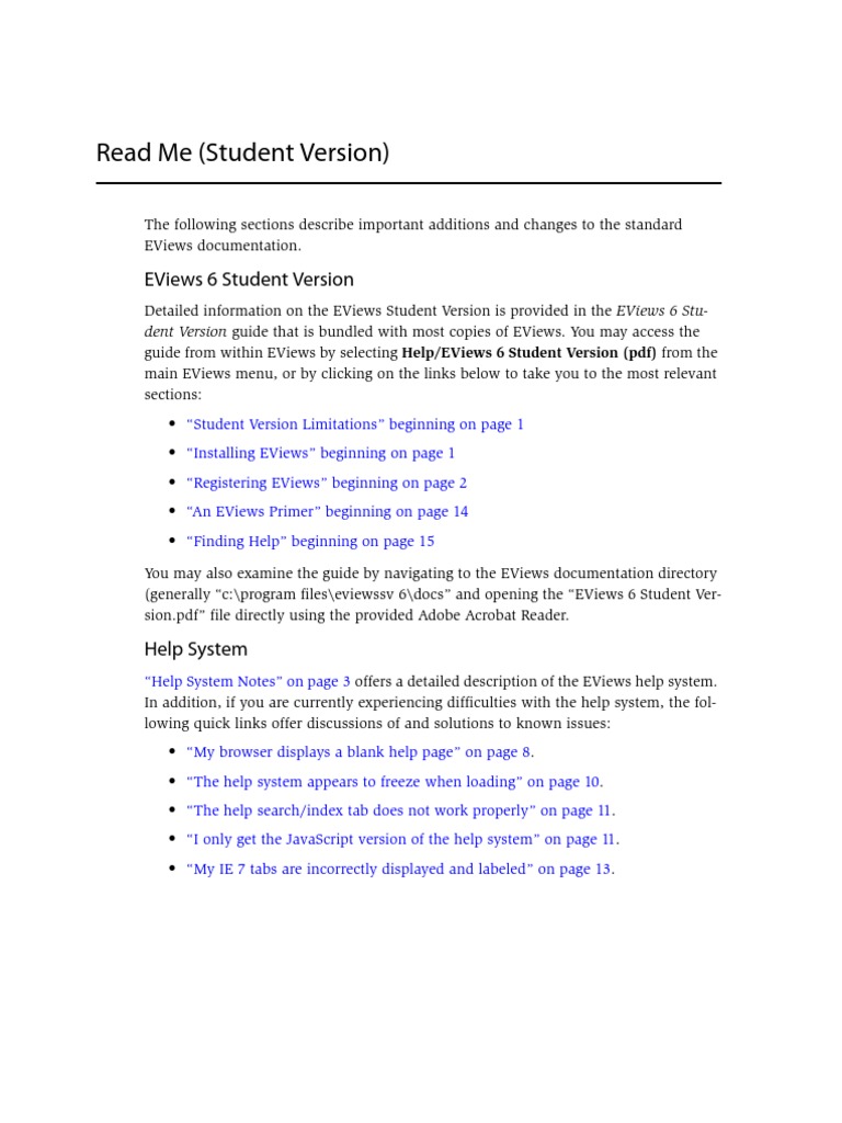 EViews 6 Student Version Guide | PDF | Java Script | Internet Explorer