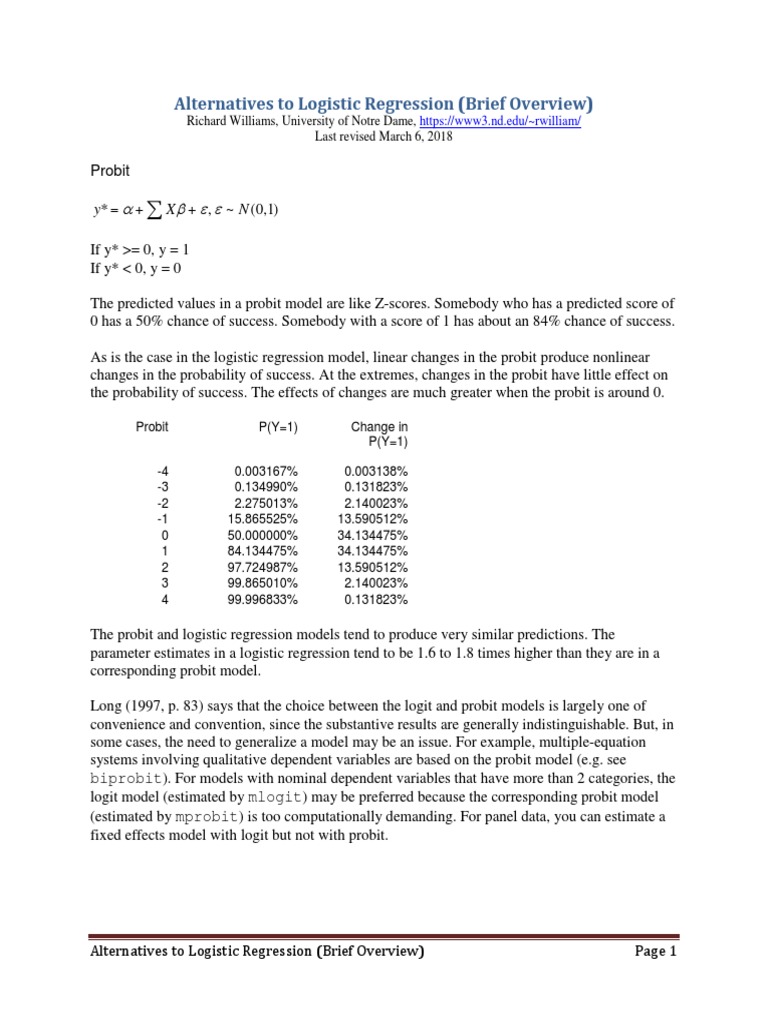 Alternatives To Logistic Regression (Brief Overview) | PDF | Logistic ...