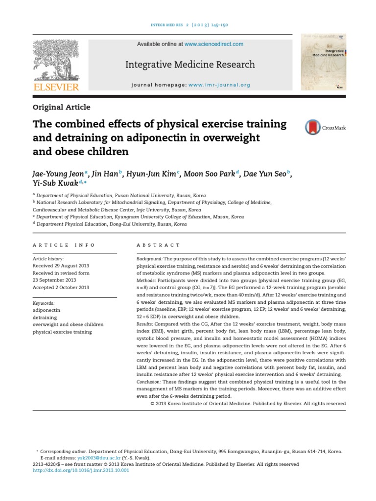 The Combined Effects of Physical Exercise Training and Detraining On ...