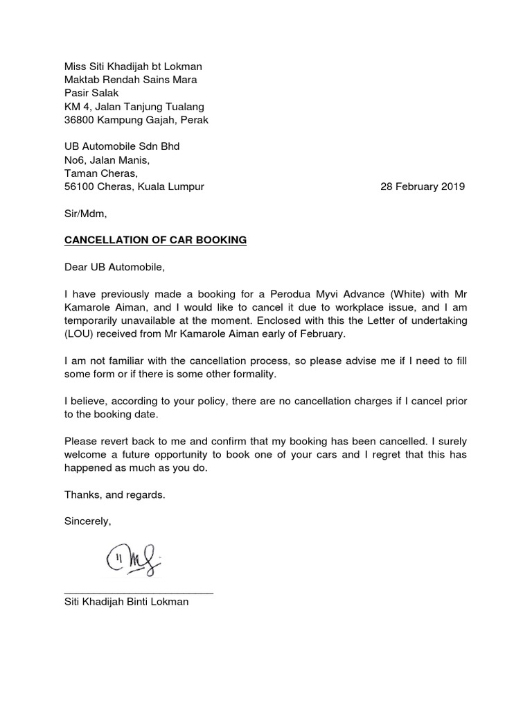 Car Booking Cancellation PDF