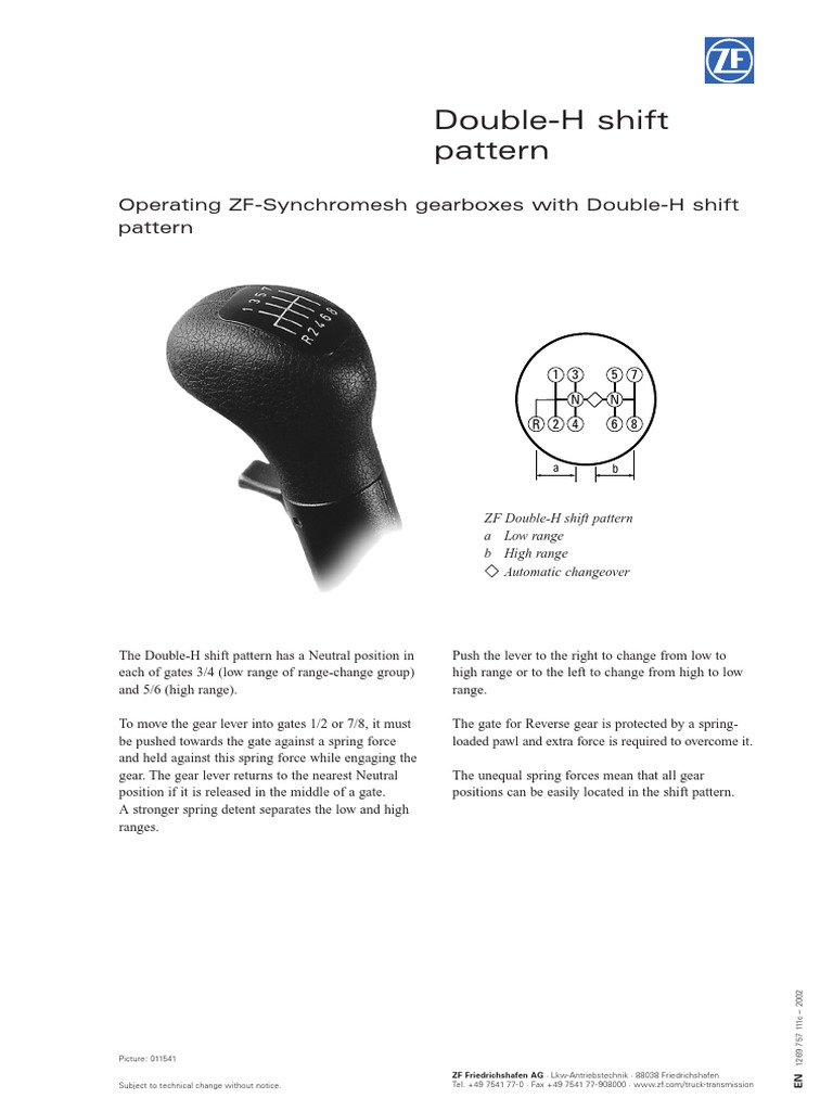 Operating a ZF-Synchromesh Gearbox with the Double-H Shift Pattern ...