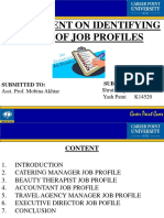 Assignment On Identifying Types of Job Profiles: Submitted To: Submitted by