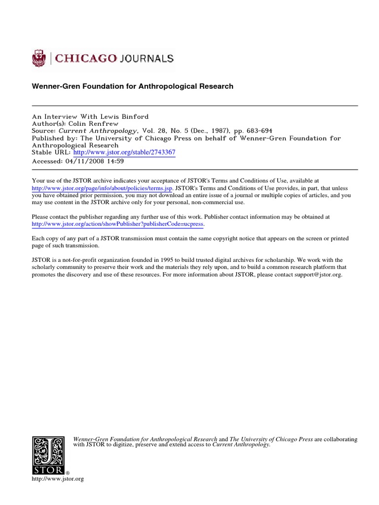 An Interview With Lewis Binford PDF Archaeology Anthropology