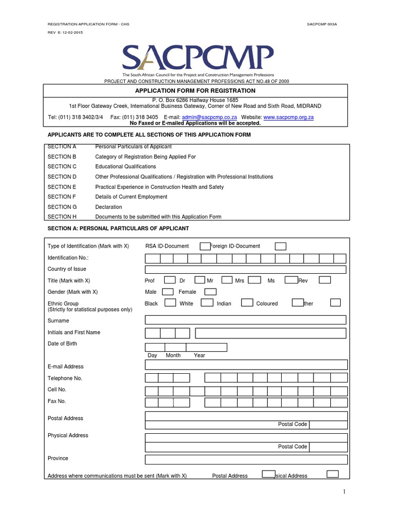CHS Application Form PDF Occupational Safety And Health