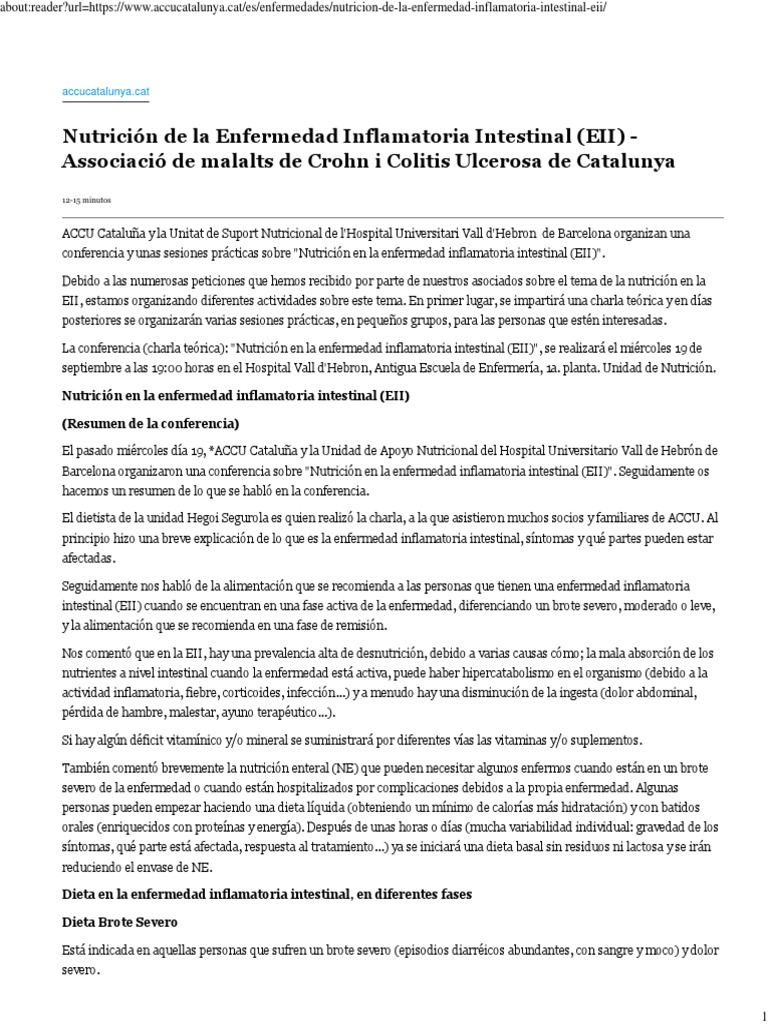 Nutrición de La Enfermedad Inflamatoria Intestinal (EII) | PDF | Dieta ...