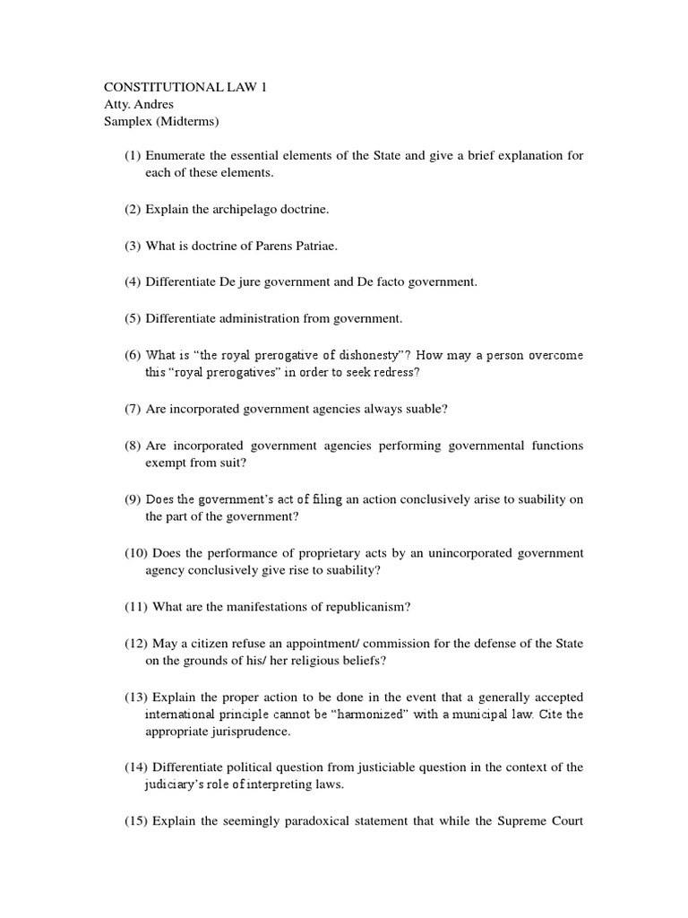 Constitutional Law Midterm Review | PDF | United States House Of ...