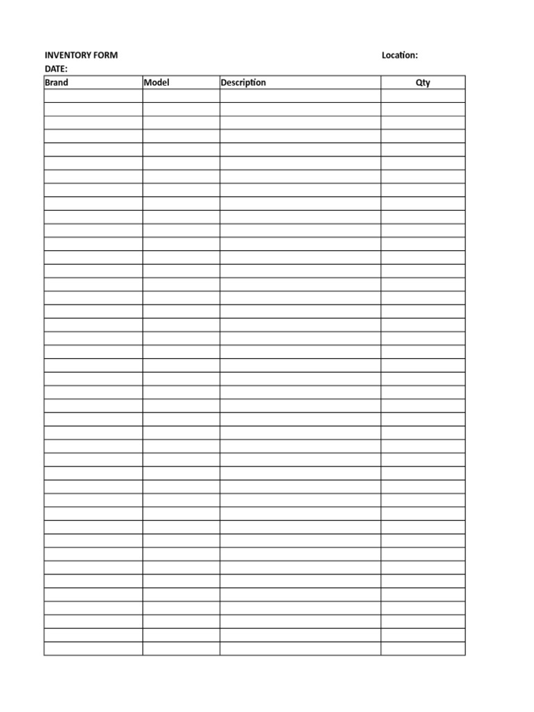 Inventory Management Form Template | PDF
