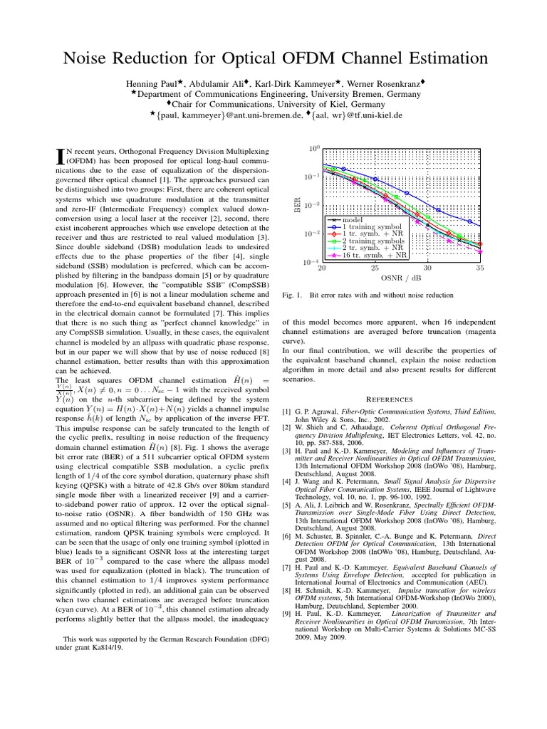 Noise Reduction in Optical OFDM Estimation | PDF | Orthogonal Frequency ...