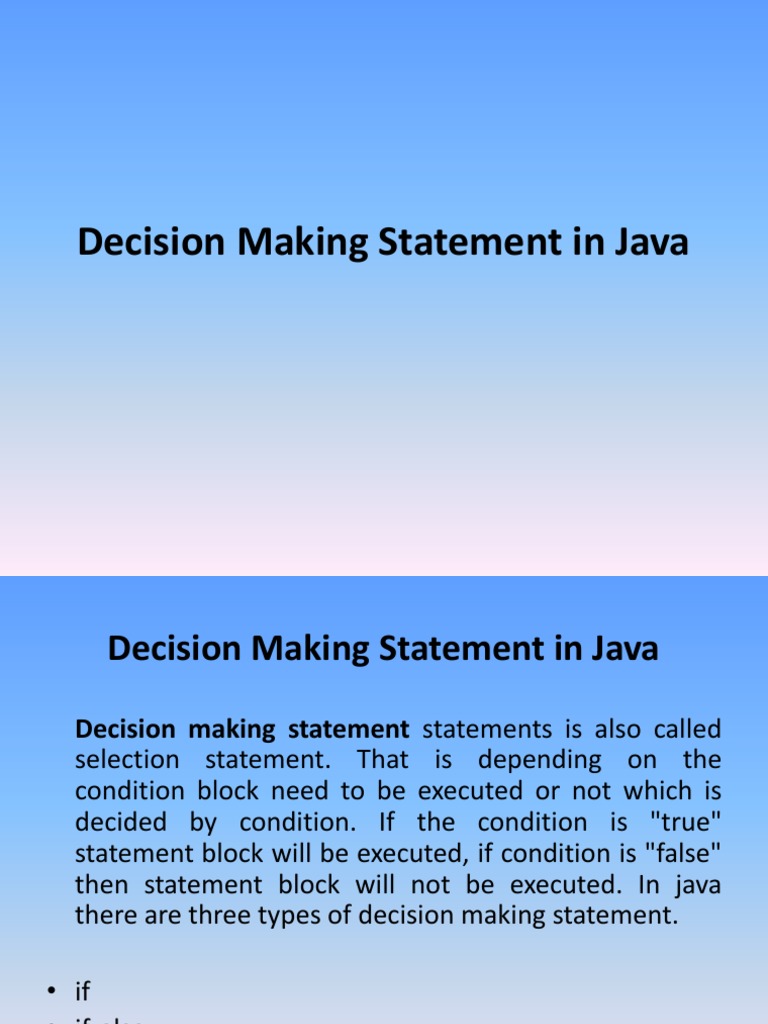 Decision Making in Java | PDF | Data Type | String (Computer Science)