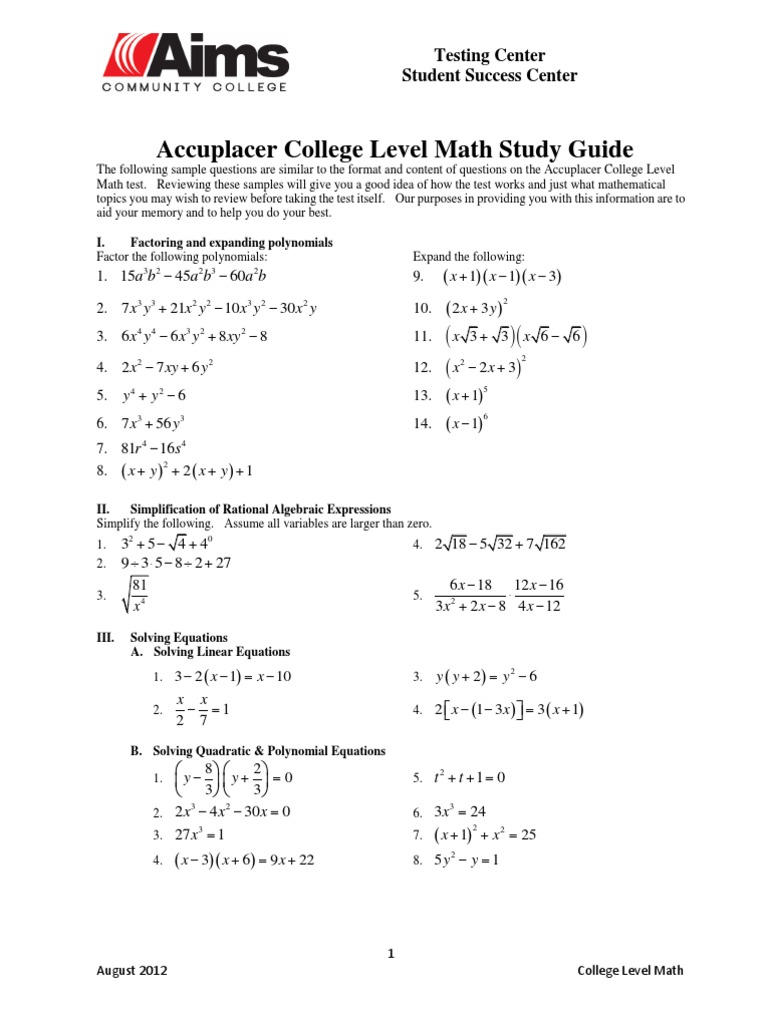 College Algebra Review Logarithm Exponential Function