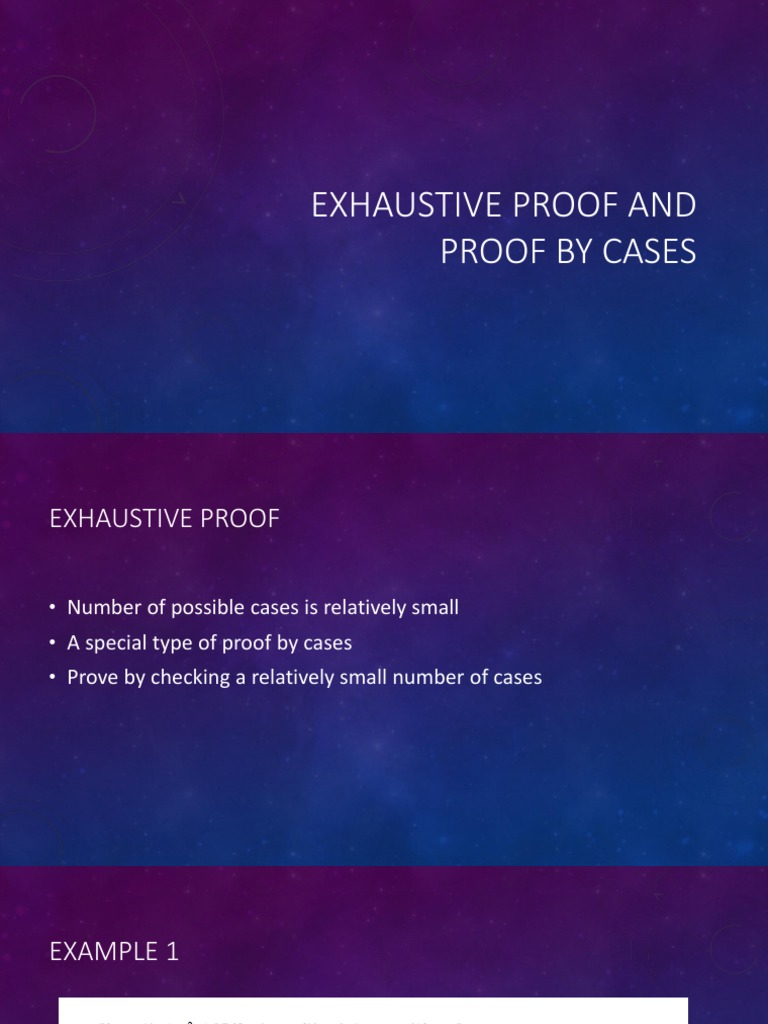 Exhaustive Proof and Proof by Cases PDF Mathematical Proof Numbers