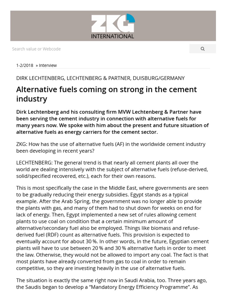 Alternative Fuels in Cement Industry Insights | PDF | Cement | Fuels