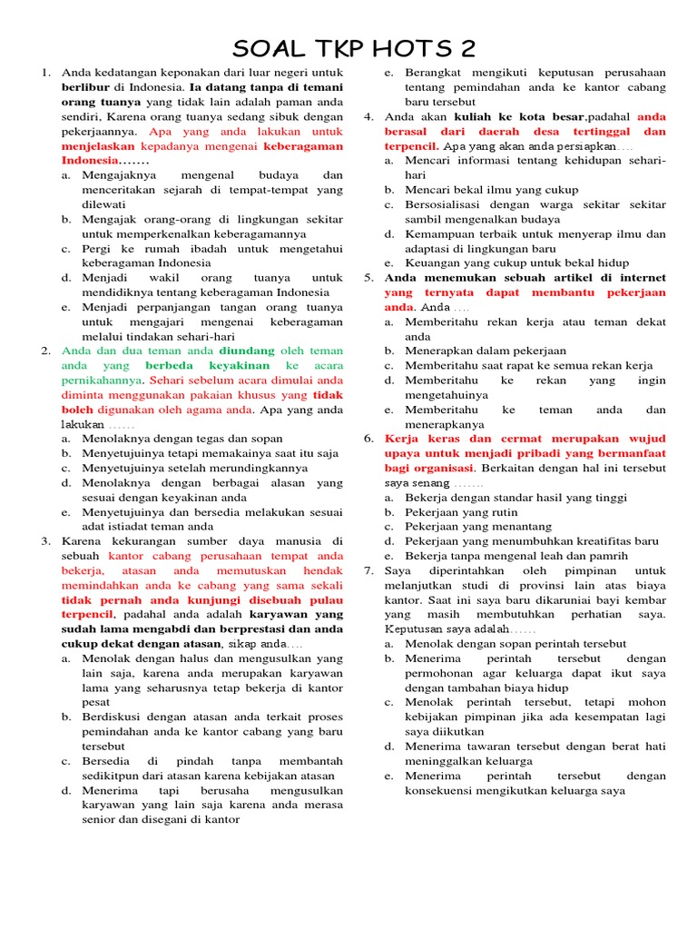 2 Soal Tkp Hots