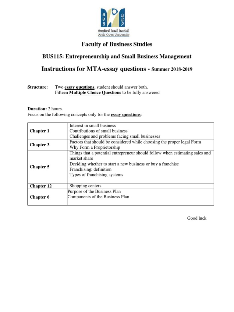 BUS115 MTA Instructions Summer18-19 | PDF | Career & Growth | Business