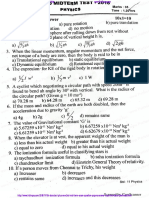 11th Physics Answer Key With Question Paper For 2nd Mid Term Exam 2018 English Medium