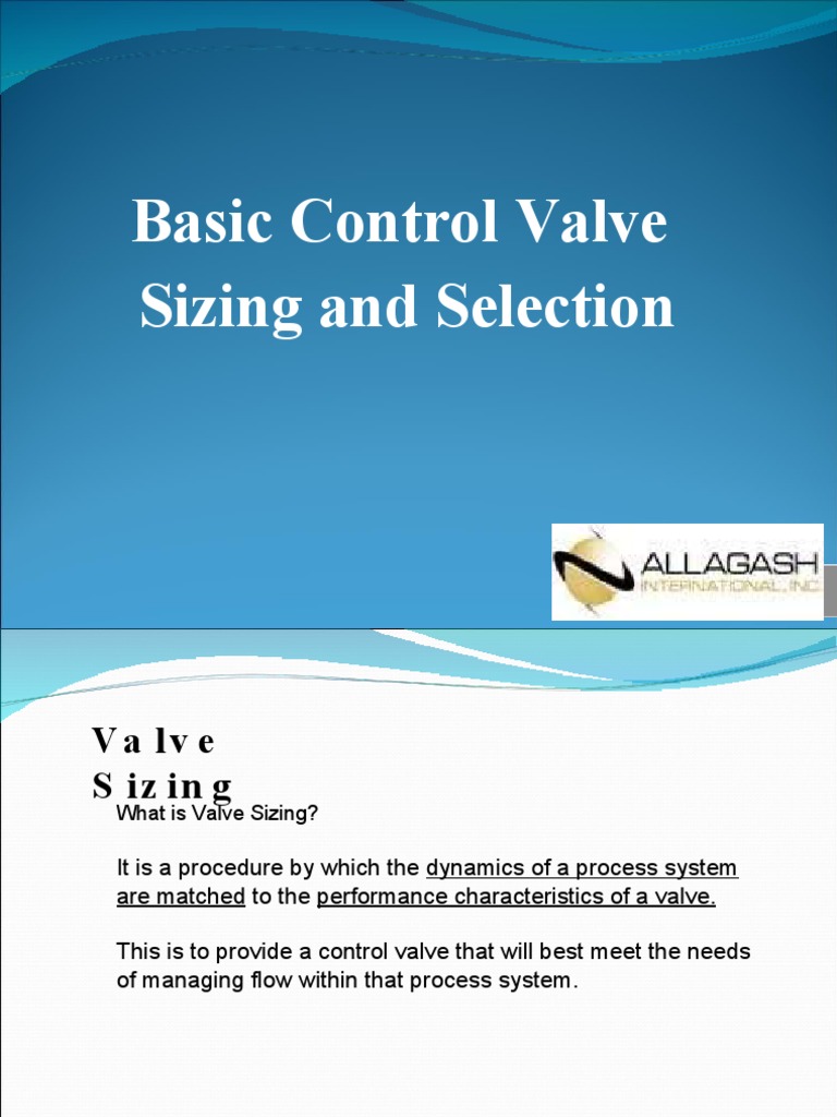 Basic Control Valve Sizing and Selection | PDF | Valve | Fluid Dynamics