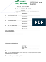Application For Duplicate Registration Book or Drivers Licence
