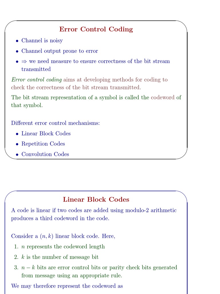 Error Control Coding | PDF | Error Detection And Correction | Naming ...