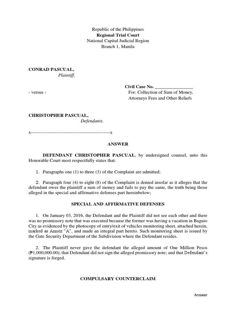 Answer | PDF | Lawsuit | Government Information