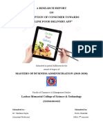 A Research Report ON "Perception of Consumer Towards Online Food Delivery App"