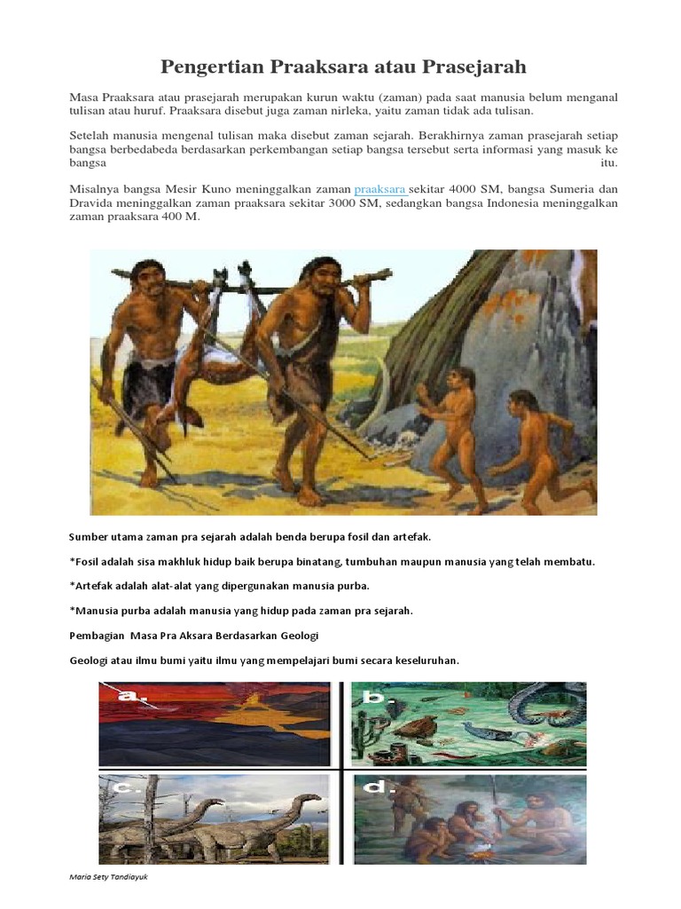 Pengertian Praaksara Atau Prasejarah
