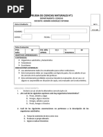 Prueba Fotosíntesis Sexto Básicos