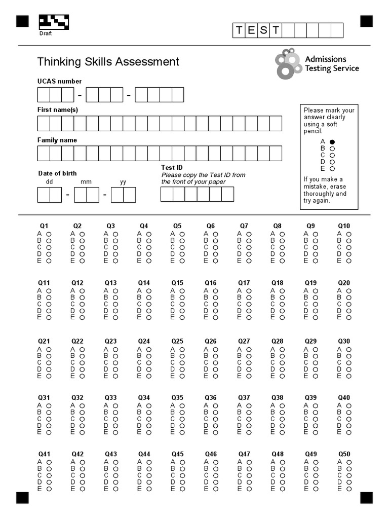 Cambridge MCQ Answer Sheet Template | PDF