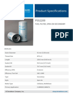 Product Specifications: Fuel Filter, Spin-On Secondary