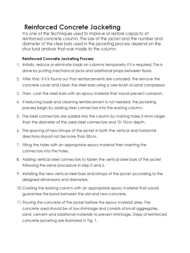 Reinforced Concrete Jacketing Process | PDF