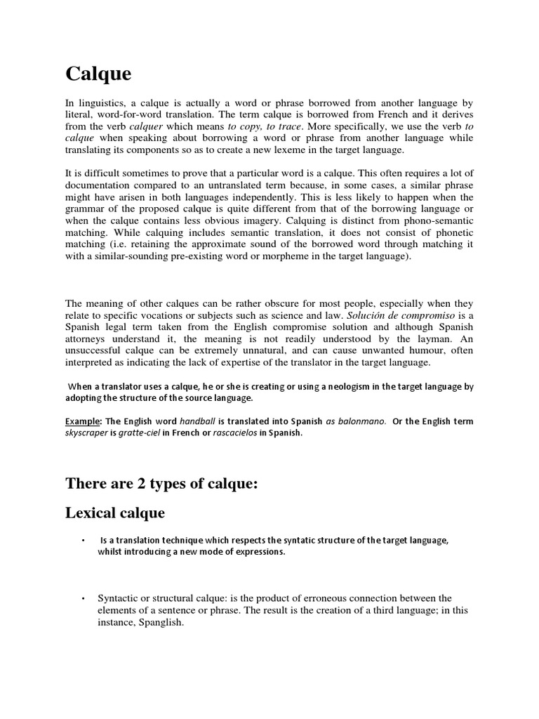 Understanding Calques in Linguistics | PDF