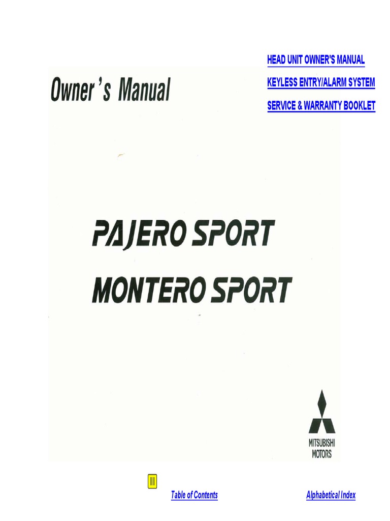 1998 MITSUBISHI MONTERO SPORT OWNERS MANUAL PDF visual data 3