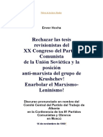 Historia y Condena Al XX Congreso Del PCUS,Archivo Hoxha
