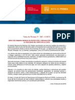 Nota de Prensa #285 - Indeci Recomienda Medidas de Protección y Preparación Ante Incremento de La Velocidad Del Viento en La Costa