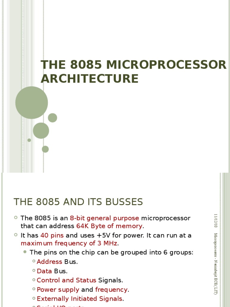 The 8085 Microprocessor Architecture | PDF | Central Processing Unit ...