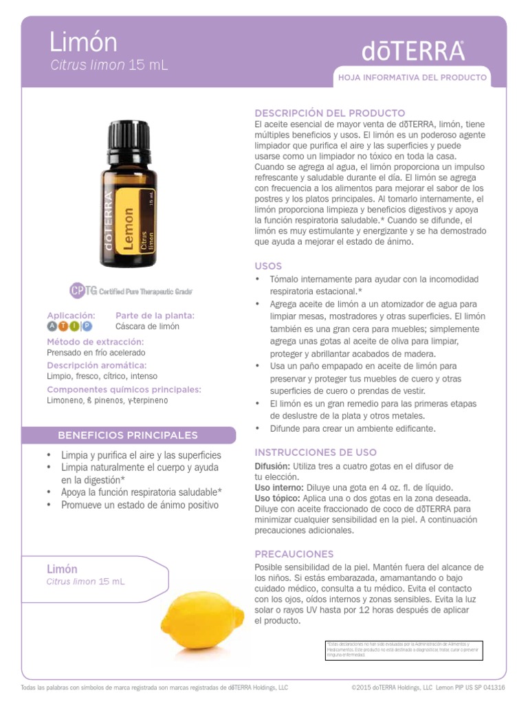 Lemon Oil Doterra | PDF | Aceite de oliva | Limón