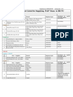 Details of Short Listed Suppliers Pad