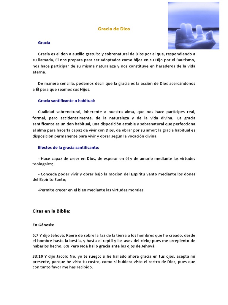 Gracia Santificante en la Biblia | PDF | Gracia en el cristianismo ...