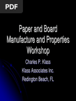 Paper and Board Manufacture and Properties Workshop