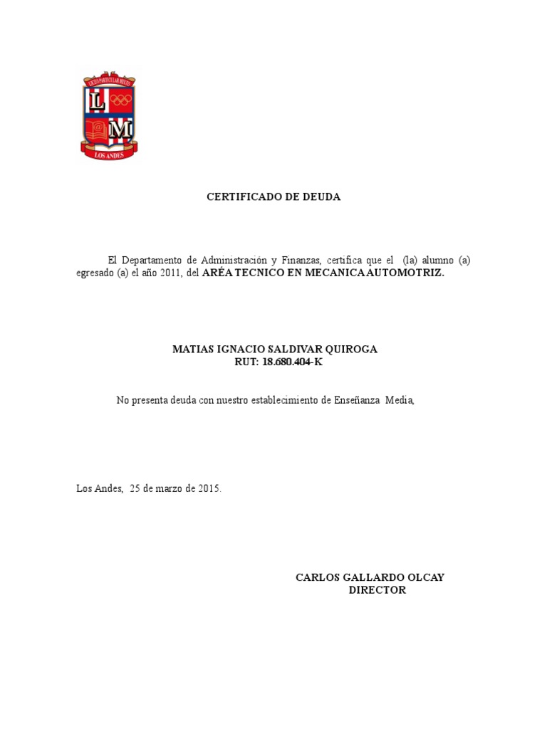 Certificado de Deuda
