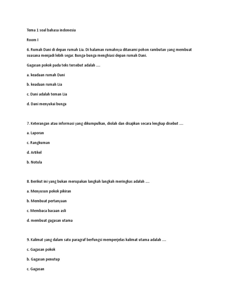 Soal Sd Kelas Iv Tema 1 2