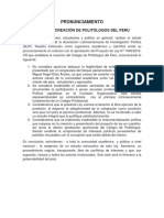 Pronunciamiento: Sobre La Creación de Politólogos Del Peru