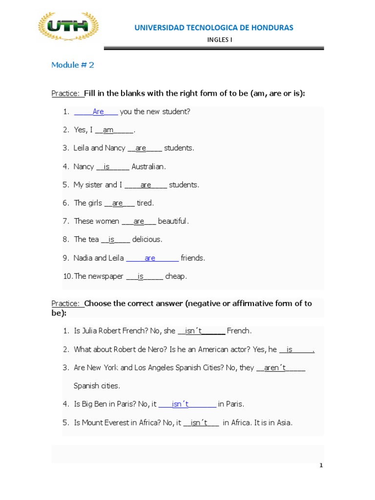 English Practice Exercises for Beginners | PDF