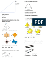 Atividade de Matemática sobre formas geométricas (cones, cubos, pirâmides e poliedros de Platão