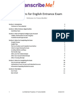 T104 - Instructions For English Entrance Exam PDF