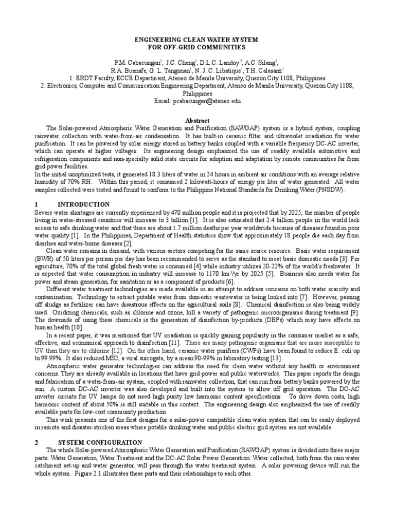 Research Final Write Up | PDF | Drinking Water | Water Purification