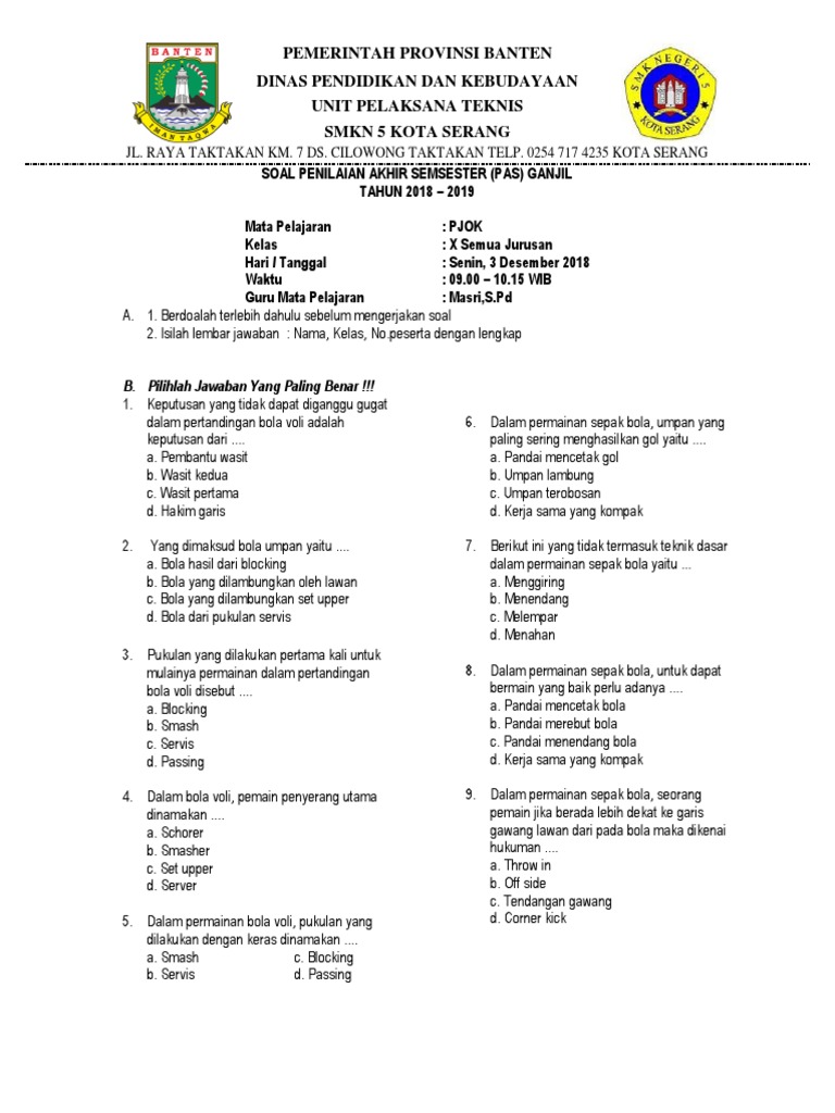 Soal Pjok Pas 18 Docx