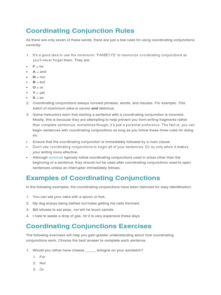 IELTS GRAMMAR - COORDINATING CONJUNCTIONS