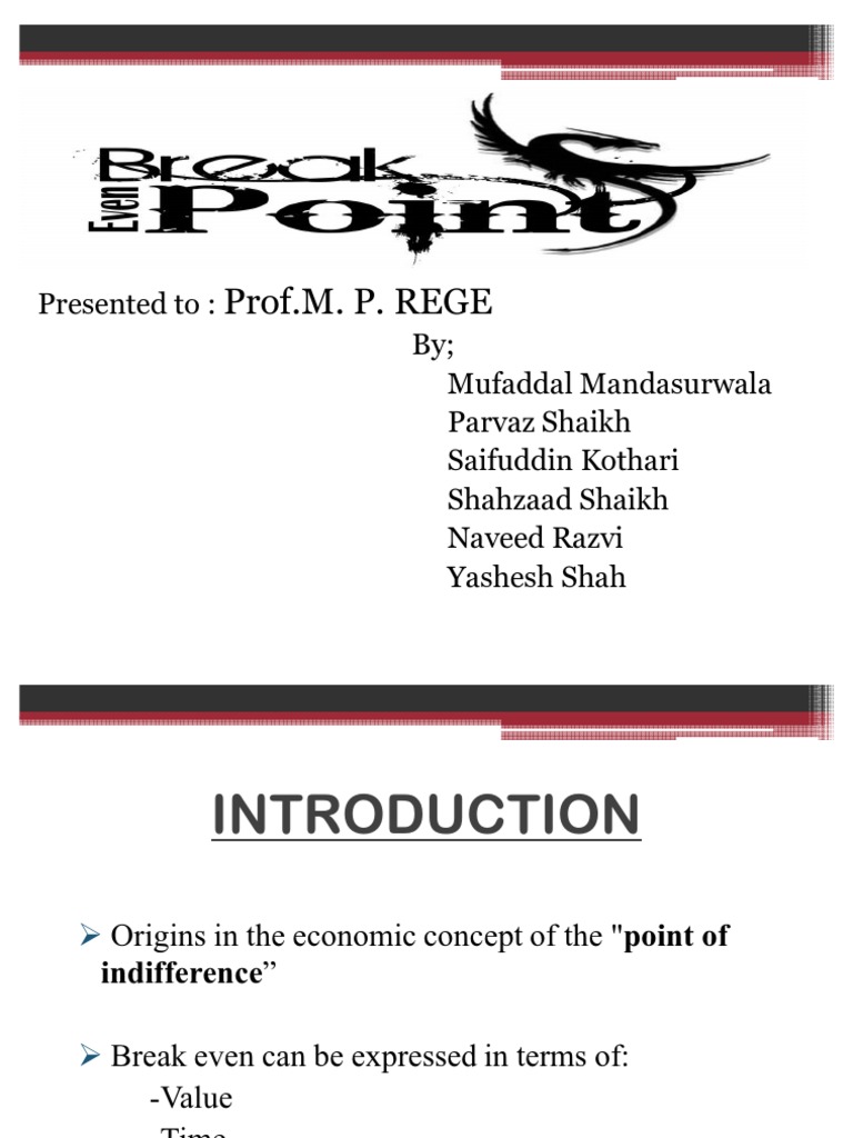 Economic Implication On Break Even Point PDF Economies Microeconomics